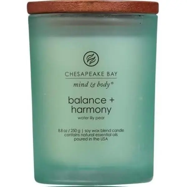 Chesapeake Bay Balance + Harmony Scented Candle Water Lily Pear Fragrance 50 Hours Burn Time Warm & Decorative Soy Wax Blend