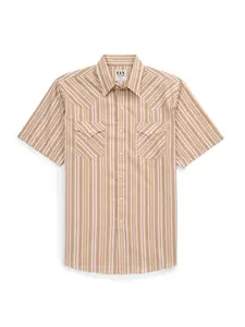 Men's Ely Cattleman Short Sleeve Olive Stripe Western Snap Shirt