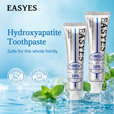 【Easyes】HMOs 10% Nano Hydroxyapatite Toothpaste - Inhibits Oral Bacteria Reduces Bad Breath Prevents Cavities and Strengthens Teeth Cares for Sensitive Gums Fluoride-free Whitening Safe Formula
