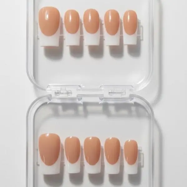 AK COSMETICS Press On Nails Elegant Beige & White French Tip Design for Instant Glamour Perfect for Any Occasion