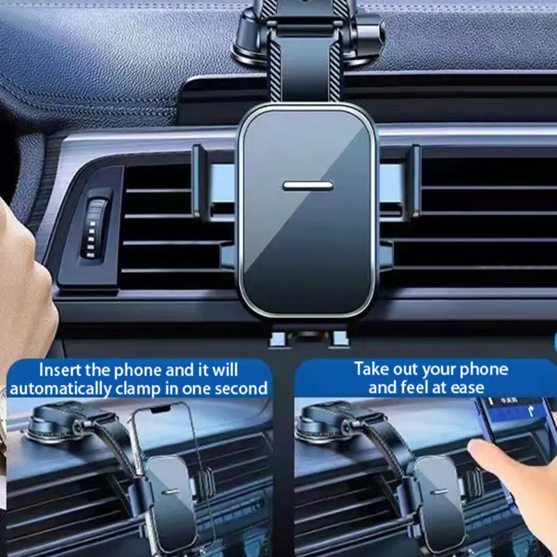 360° Rotate Secure Smartphone Mount - Universal Smartphone Holder for Car Dashboard, Windshield, Vent - Compatible with iPhone, Samsung, Android Phones, Black