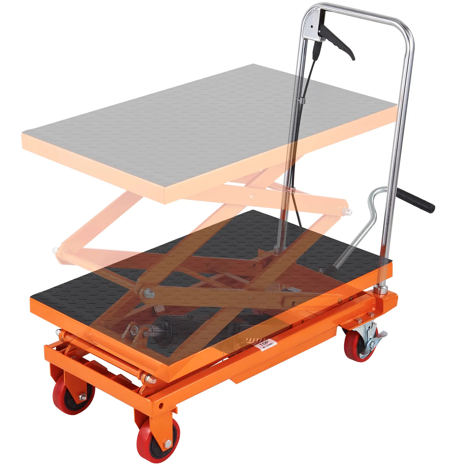 【summerfinds】VEVOR Hydraulic Lift Table Cart, 330lbs Capacity 50" Lifting Height, Manual Double Scissor Lift Table with 4 Wheels and Non-slip Pad, Hydraulic Scissor Cart for Material Handling and Transportation