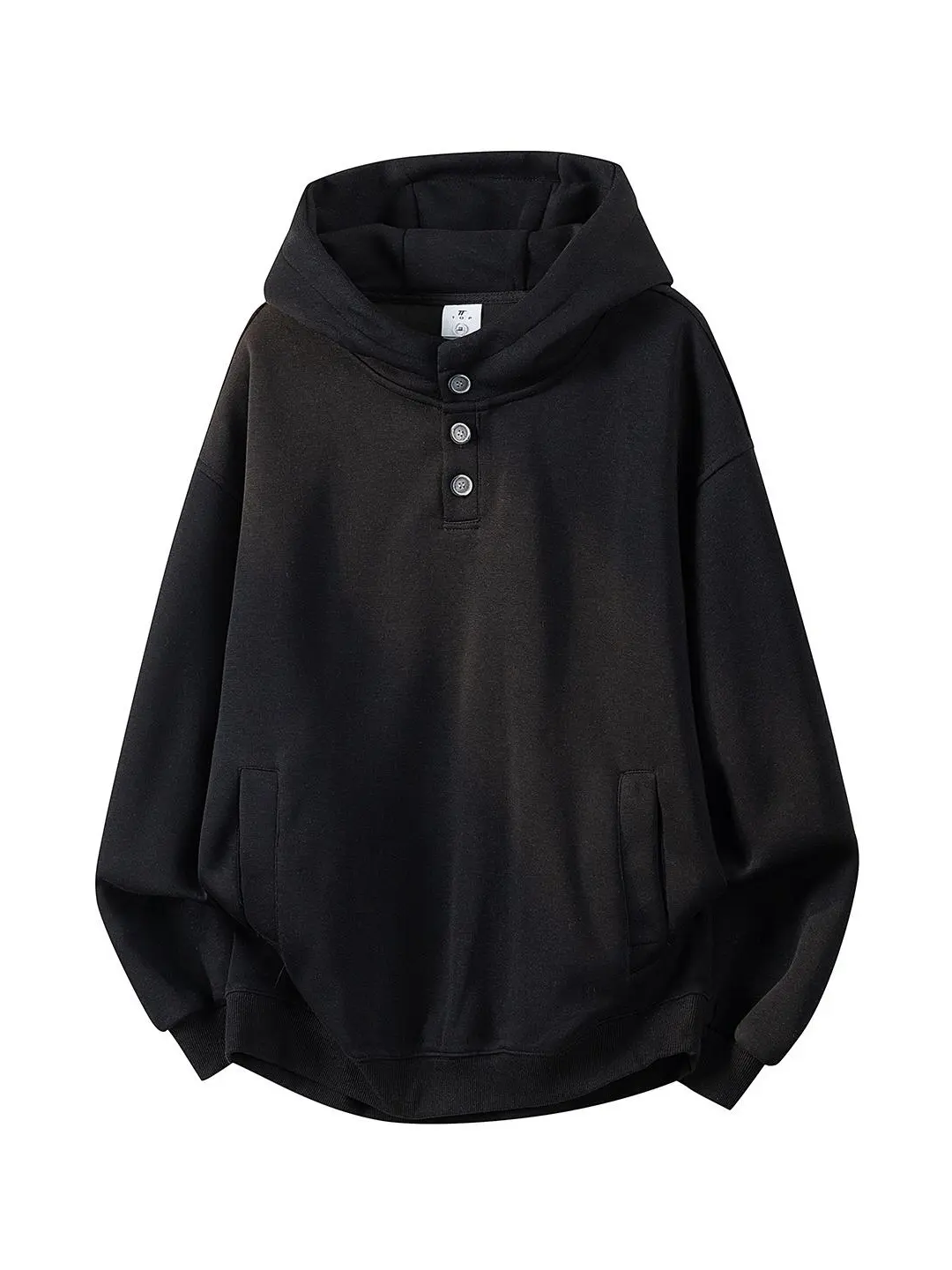Men's Classic Henley Hoodie, Plain Long Sleeve Pullover Sweatshirt with 3-Button Placket, Soft Relaxed Fit Fall Top, Stylish