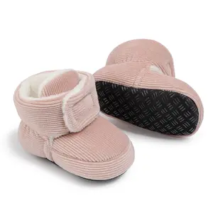Infant Baby Girls Boys Cotton Booties Newborn Winter Warm Fleece Cozy Slippers Toddler Non-Slip Ankle Boots First Walker Crib House Socks Shoes