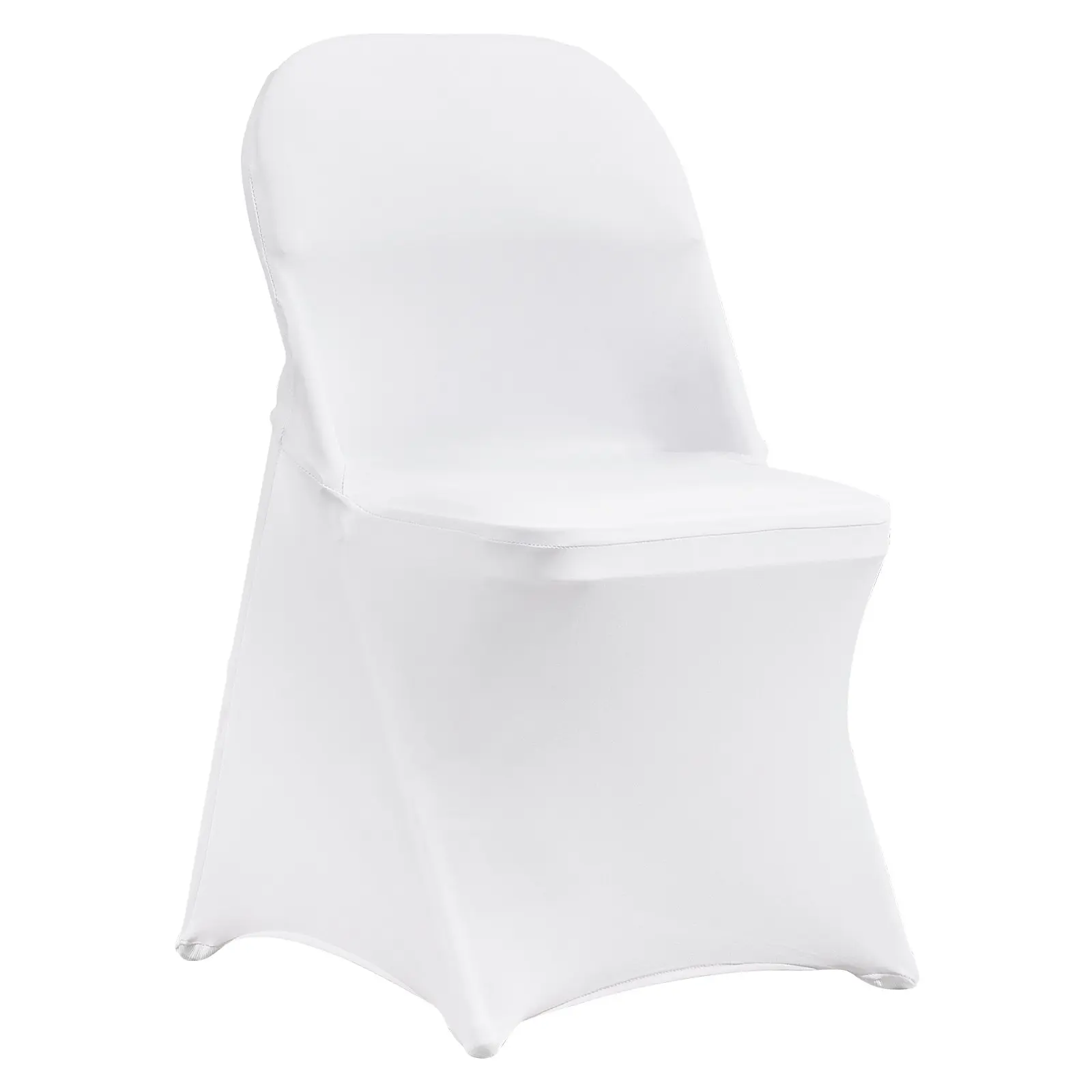 【Summerfinds】VEVOR 100 Pcs White Polyester Spandex-Blend Folding Chair Covers, 15.7x16.5x30.3 in Wrinkle-Resistant Universal Fitted Slipcovers, Durable Scratch-Resistant Machine-Washable Removable Protectors (27.2 lbs) for Wedding, Indoor-Outdoor Events
