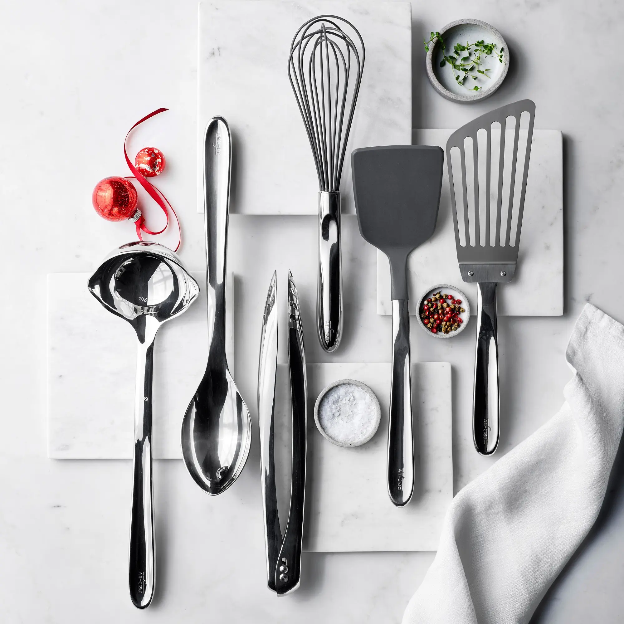 Kitchen Essentials Set - Stainless Steel Utensils & Tools for Cooking & Baking - Includes Ladle, Spoon, Tongs, Whisk, Spatula, & More