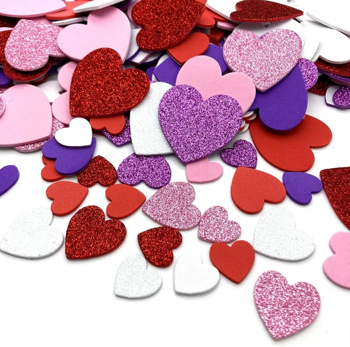 360 Pcs Heart Stickers Self Adhesive Foam Hearts Heart Shaped Decals in Glitter and Matte Red Pink White Purple for Valentine's Day Crafts Décor DIY Greeting Cards Mother's Day Cards, Diy Card Making