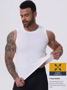 Men's sleeveless T-shirt vest, Workout Tank, lightweight and elastic, quick-drying compression comfortable striped fabric vest, suitable for running, outdoor sports, gym training, breathable and cool base layer vest, Men's Summer Basketball Compression