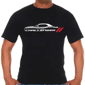 JH Design Men's Dodge Challenger Car Short Sleeve Crew Neck Black T-Shirt