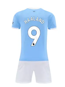 Breathable Sports Set, Sports Suit, Boys' & Girls' Christmas Gift, Soccer HAALAND Fan Training Wear, Casual Short Sleeve & Shorts Kit, Activewear