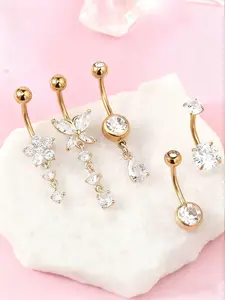 Women's Elegant Dangle Belly Rings, Stainless Steel Belly Button Rings, 14g10mm Cute Trendy Piercing Jewelry, Fashion Body Jewelry