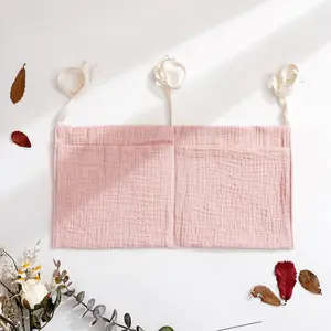 Style Baby Bed Storage Organzer, Dual Pocket Headrest Hanging Bag, Diaper & Toy Holder, Thin Mesh All- Seasons Infant Bag