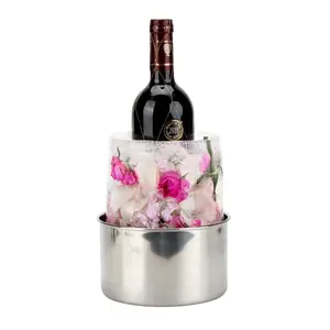 Champagne Bucket Ice Mold Wine Chiller - Ice Bucket Flower Food Grade Bucket Champagne Chiller - Beer Bucket Cooler Small Metal Bucket Ice Bucket for Parties Home Bar Accessories