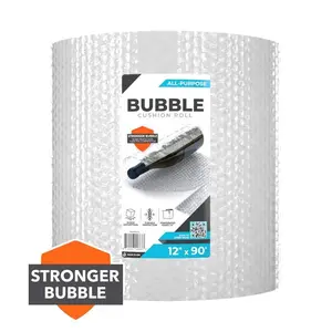 12 in. x 90 ft. Clear Bubble Cushion, Plastic Packing Roll for Moving Boxes & Shipping Supplies - Moving Supplies
