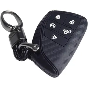 Carbon Silicone 5 buttons Key Fob Cover Case for Chevrolet Silverado 1500 2500 Equinox RS and GMC Sierra and Buick Envision 2021 2022 2023 2024 2025 and 2024 2025 Honda Prologue