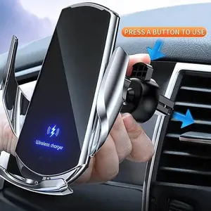 15w Wireless Car Charger with Auto Clamp, Qi Fast Charging, Universal for Apple & Android, Dual Function Phone Holder