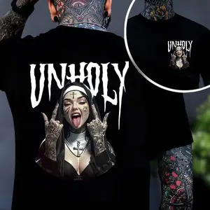 UNHOLY Defiant Sexy Nun Print Men's T-shirt