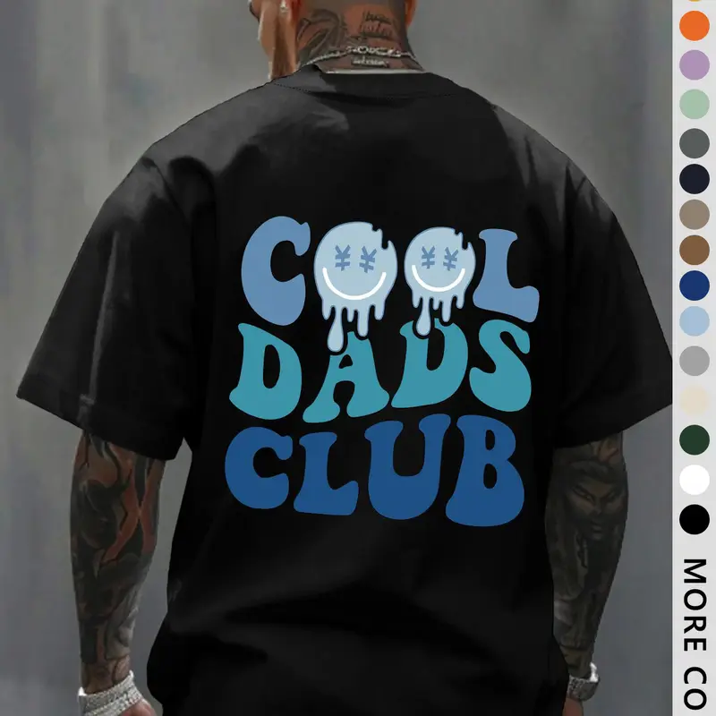 Men's Regular Fit Cool Dads Club Figure Print Round Neck Tee, Casual Short Sleeve Crew Neck T-shirt for Daily Wear, Fashion Men's Top for All Seasons, Tropical, Mens Tee