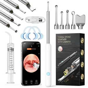 [summerwins]HD Oral Inspection Camera – Tonsil Stone Check & Oral Care Tool with Light, WiFi for iOS/Android, 5 Tips, Rechargeable Home Care Kit Earwax Removal Kit Earwax Cleaning Kit