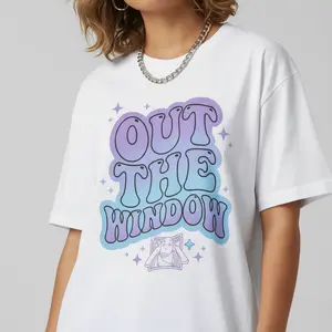 Out The Window T-Shirt – Funny Aesthetic Graphic Tee, Y2K Bubble Letter Shirt, Trendy Streetwear Tee