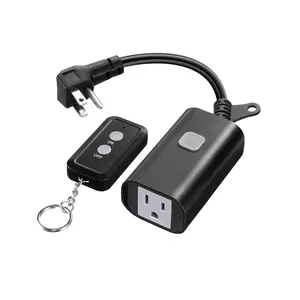 SQ-CGC003 Outdoor Remote Control Outlet, 15A Wireless Remote Control Switch, 100FT Control Range & 14AWG SJTW Power Cord, Weatherproof for Lights Outdoor Appliances, FCC Listed