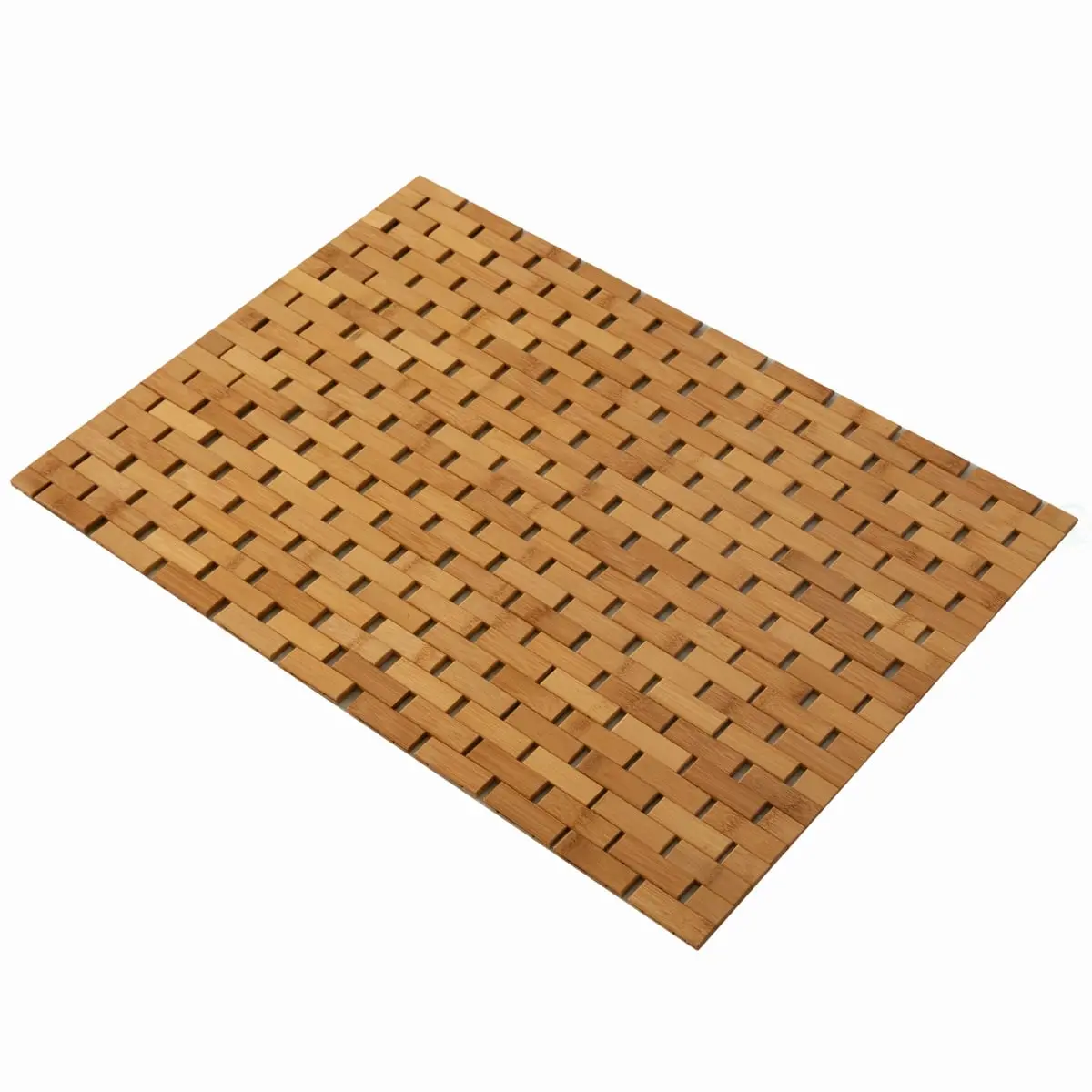 360 Stand Natural Bamboo Foldable Rectangle Bath Mat - Eco-Friendly Anti-Slip Grip Bath Mats, Stylish Flooring Solution for Bathroom Vanity Decor, Bath Decor