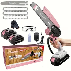 Home Saw Featuring a 1/2 High-Capacity Battery, Designed for Women, This Handheld Mini Saw Is Perfect for Gardening, Home Renovations, Projects, Wood Cutting, And Farm Trimming - Available in 4" And 6" Options Model: Pink 6-inch Dual Battery Upgrade