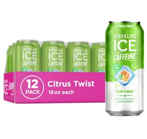 Sparkling Ice Caffeine Citrus Twist Sparkling Water with Caffeine, Zero Sugar, with Antioxidants and Vitamins,16 fl oz Cans (Pack Of 12)