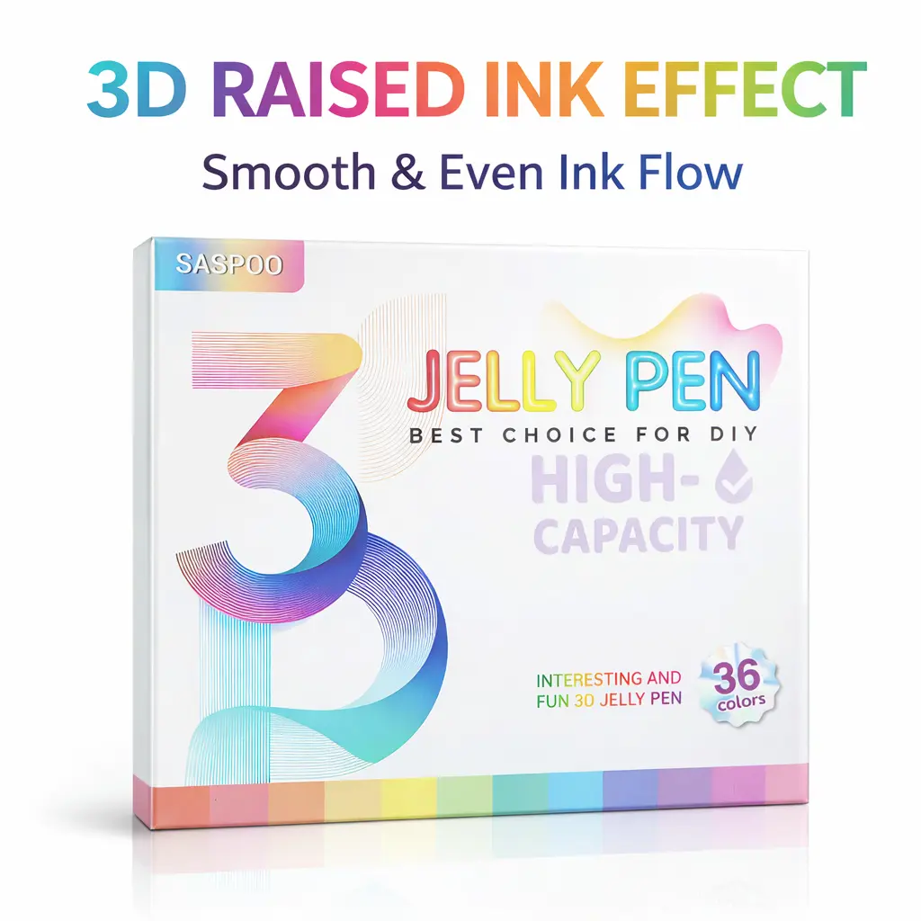 3D Jelly Pens - High Capacity, Smooth Ink Flow, 3D Raised Ink Effect, No Clumping, No Skipping, Multi-Surface Office Stationery Writing Tools for Art Kits, DIY Projects