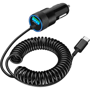 【MFi Certified】iPhone 17 Car Charger Fast Charging, Braveridge 75W USB C PD&QC Car Power Cigarette Lighter USB Charger with 6FT Type C Coiled Cable for iPhone 17/17 Pro Max/16/15/Galaxy S25/S24/Pixel