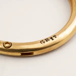 GRIT Power Bracelet - Gold Plated Brass Stackable Jewelry with Hand-Stamped Letters & Mini Wrench Included - One Size Fits All