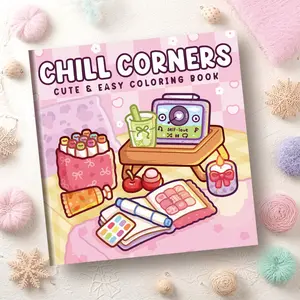 1PC fun coloring book, Watercolor workbooks, with thick paper, healing girlish style, cozy corner themed patterns, pink and white main color scheme, perfect for daily home use, stress relief and relaxation, an ideal Valentine's Day gift