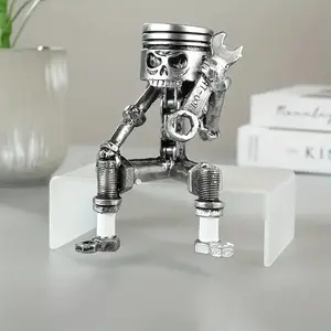 Skull Design Wrench Tool Shaped Resin Ornament, Creative Skull Face Statue, Home Decor for Living Room Bedroom Office, Perfect Gift for Engineer & Car Lovers, Modern Home Decoration