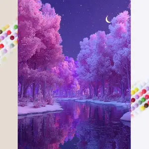 5D DIY Diamond Arts Colorful Painting Kit, Tree Pattern Round Diamond Arts Colorful Painting, DIY Decorative Art Picture for Beginner, Diamond Painting Kits