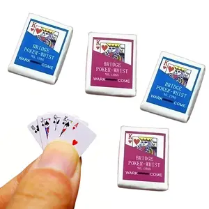 4Counts Mini Poker Card Set, Moisture-Resistant Portable Poker Toy, Playing Cards, Random Style Collectible Cards, Anti-Fall Design, Multi-Scene Table Game Tool