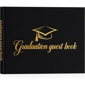 Artmag 2026 Graduation Guest Book Fabric Hardcover Signs Signature Graduation 100 Pages Guest Book Grad Memory Scrapbook for College Gifts (Black)