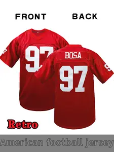 Men's 49R Retro Football jersey, BOSA #97 Embroidered San Francisco Jersey short sleeved V-neck polyester fabric, quick drying and breathable, suitable for all seasons, suitable for casual, training and street style rugby enthusiasts Jersey Shirts