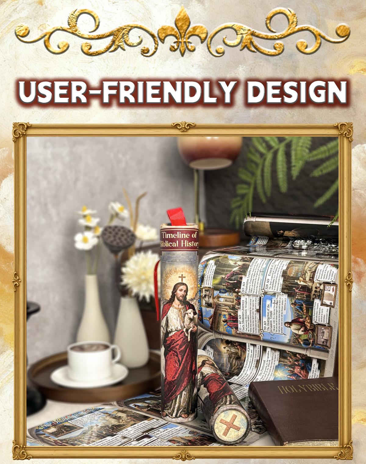 Biblical History Timeline Scroll Bible Timeline Chart Christian Wall Art 2 Meter Illustrated Scripture Timeline from Genesis to Revelation Bible Study Poster Religious Educational Chart Home Classroom Decor Christian Gifts for Men Women Families