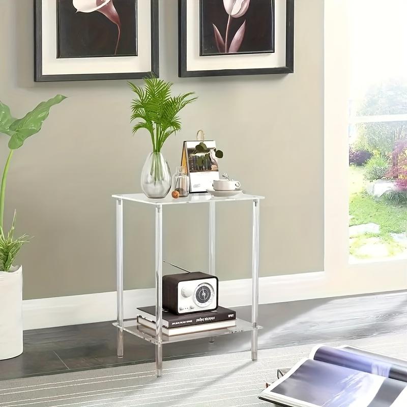 ADISEN transparent simplicity Nightstands Transparent  ,storage frame Acrylic Narrow Side Table for Small Spaces, Acrylic Drink Table for Small Spaces, 12.99"×10.63"×1.18 inch,for Living Room, Round, Clear Skinny Nigh