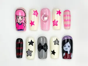 Terra Nails – Adventure Time Press On Nails | Princess Bubblegum And Marceline | Cute & Edgy Handmade | Cartoon Inspired Press Ons