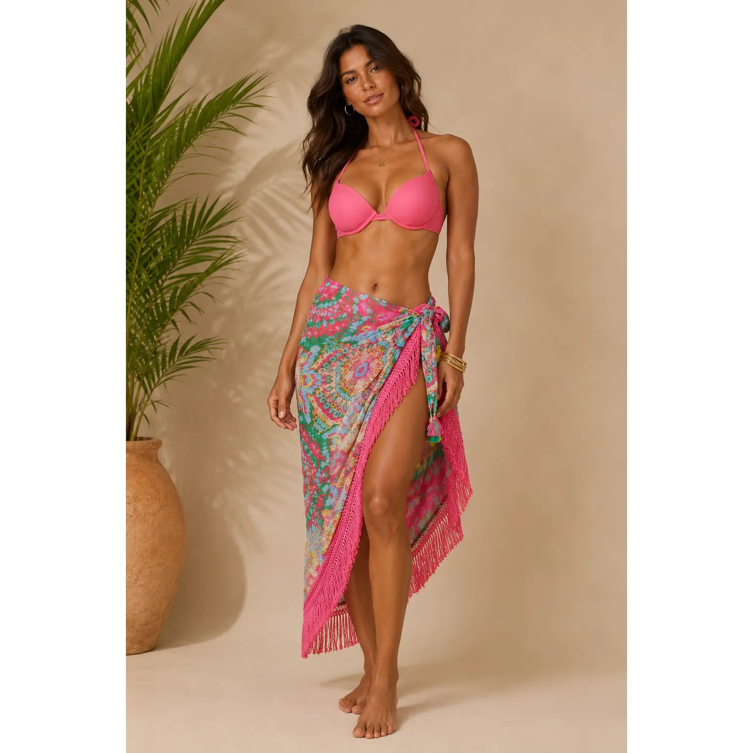 Women's Lightweight Wrap Pareo Skirt - 1-Piece Bohemian Tropical Cover Up, Practical Vacation Beach Resort Wear Swimwear Bottoms with Effortless Elegance, One-Piece