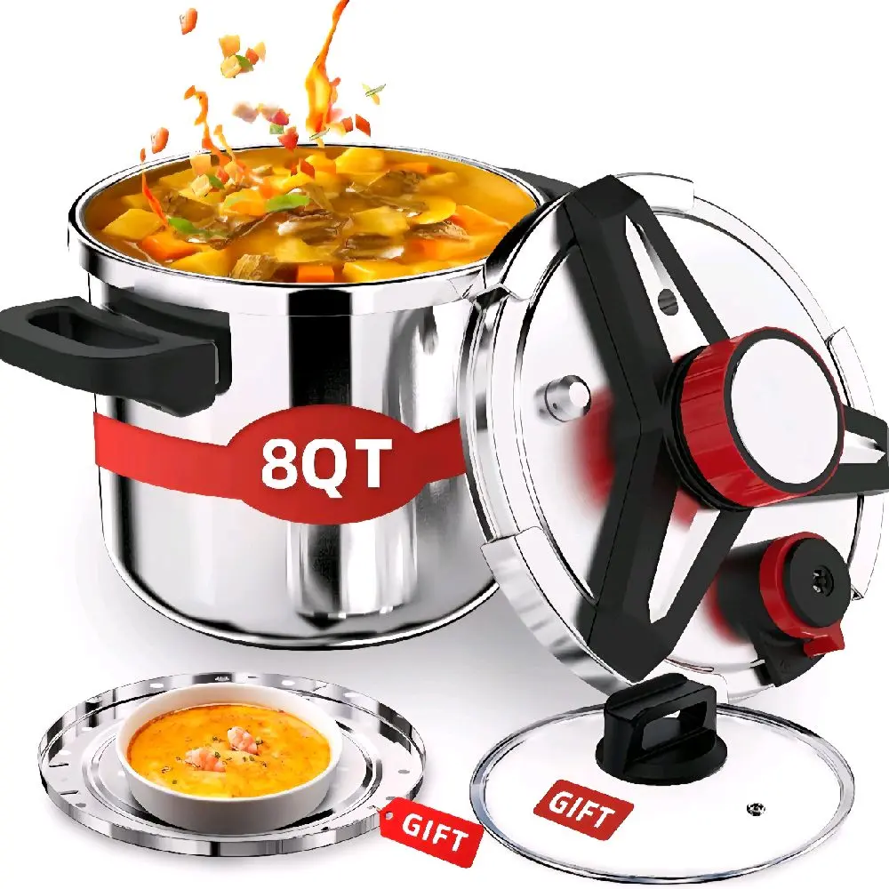 3-in-1 304 Stainless Steel Pressure cooker 8 QT 3-in-1 304 Stainless Steel Pressure cooker 8 QT