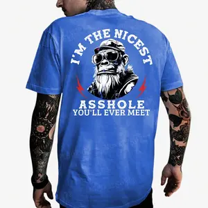 Monkeysober 100% Cotton Men's Suitable For All Seasons I'm The Nicest A*shole You'll Ever Meet Monkey T-shirt