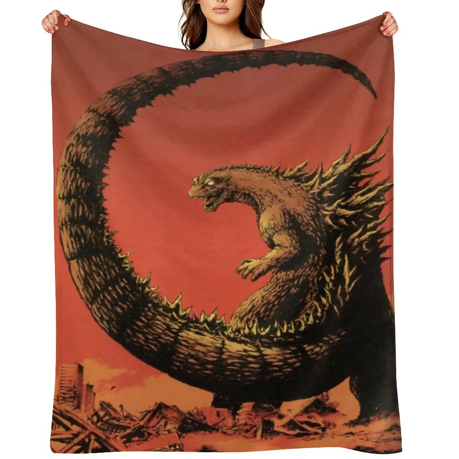 Cute Monster-Themed Fleece Throw Blanket For Women Men Winter Nap Cartoon Animals Circle Red Flannel Bed Blankets Office Camping Car Travel Air Conditioned Quilt All Seasons Soft Bedding Throws Teen Girls Christmas Gift Home Decor Super Cozy Blanket
