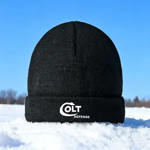 1PC Colt Defense Logo Print 2025 New Trendy Soft Elastic Fashion Winter Warm Knit Hat With Windproof Ear Protection Unisex Street Style Beanie Easy Wear For Travel Perfect Gift For Friends And Family