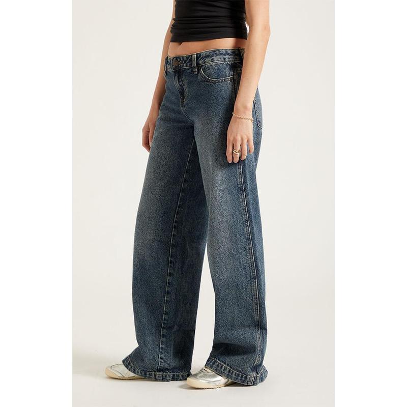 Pacsun Women's Casey Low Rise Baggy Jeans Dark Indigo Tint