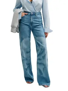 GUESS Female Printed Wide-Leg Jeans