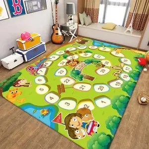 Kids Hopscotch Number Game Flannel Area Rug - Giant 1-30 Counting Grid Print Soft Mat with Cartoon Animals, Non-Slip Interactive Play Rug for Playroom & Nursery #HopscotchGameRug #NumberCountingMat #KidsInteractivePlayRug #PlayroomEducationalDecor