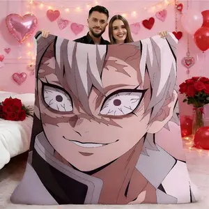 Sanemi Shinazugawa Flannel Blanket, Lightweight Hanging Design, Wrinkle Resistant, Durable, Perfect for Bedroom & Dorm, Artistic Gift, Flannel Throw Blanket