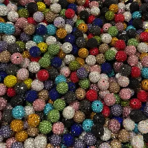 50pc - 12mm Clay Rhinestone Bead for Pen Assorted Colors Sparkling Decorative Beads